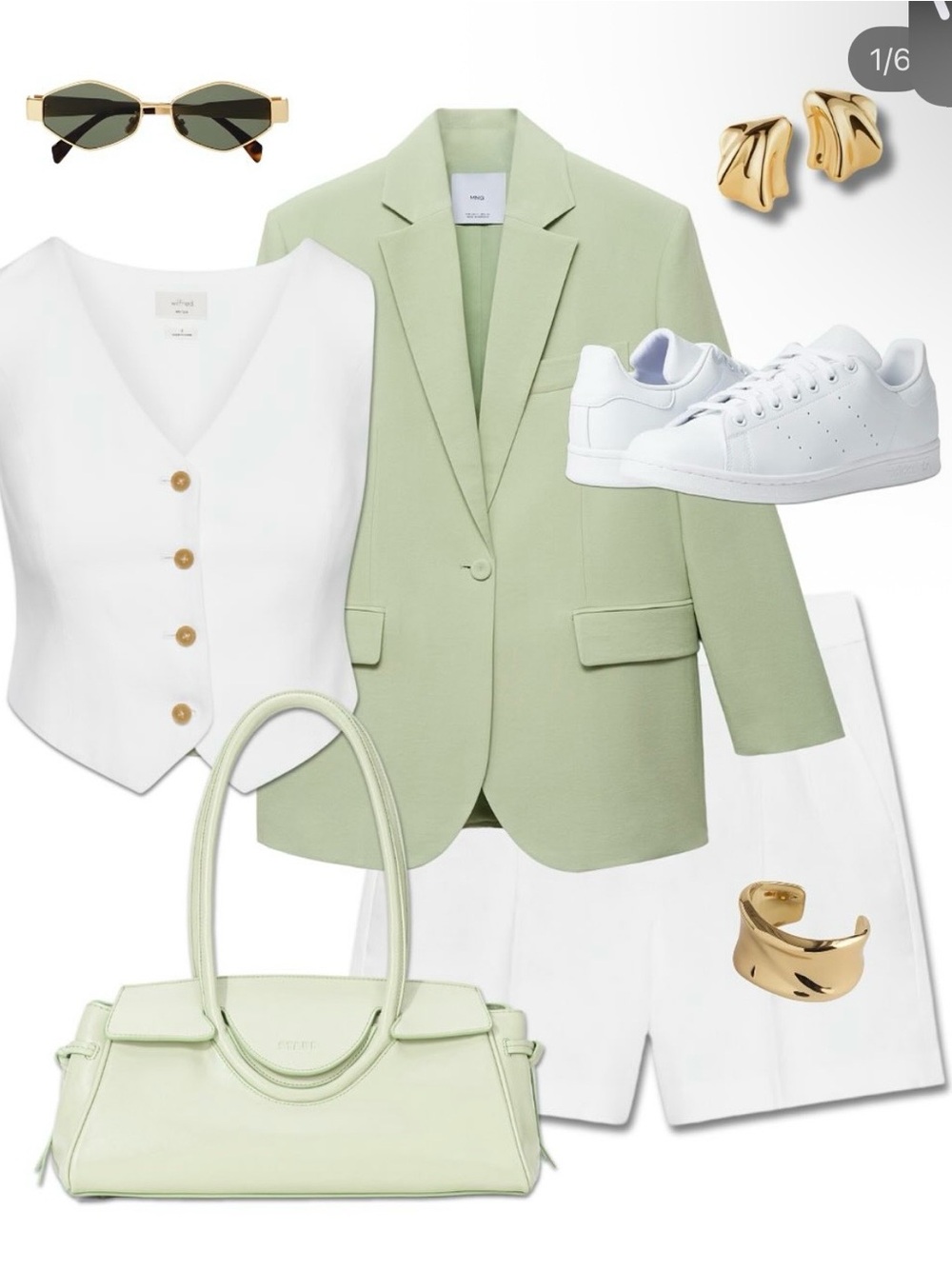 Women's Double-Breasted Pistachio- Mint Green Blazer Coat
